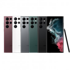 Samsung Galaxy S22 Ultra; Burgundy, White, Silver, Green, and Black